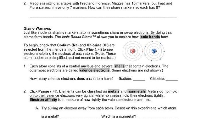 Ionic bonds gizmos answer key