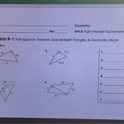 Quiz 7-1 pythagorean theorem special right triangles & geometric mean